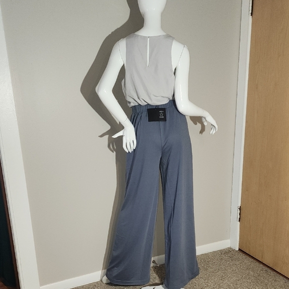 Elegant Slate Blue Wide-Leg Trousers - Picture 7 of 8